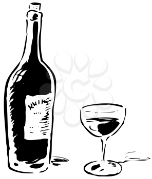 Royalty Free Clipart Image of Wine and a Glass