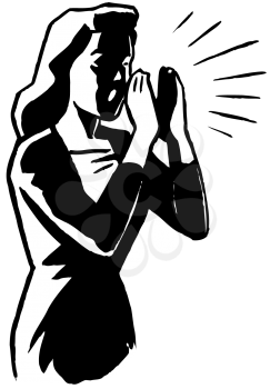 Royalty Free Clipart Image of a Woman Calling