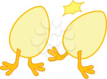Royalty Free Clipart Image of Two Eggs Fighting
