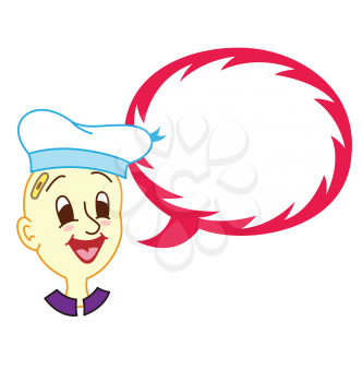 Royalty Free Clipart Image of a Sailor Boy with a Talking Balloon
