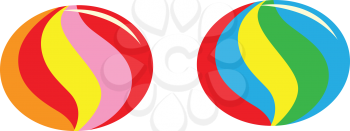 Royalty Free Clipart Image of Two Striped Round Candies