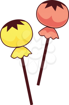 Royalty Free Clipart Image of Two Wrapped Suckers