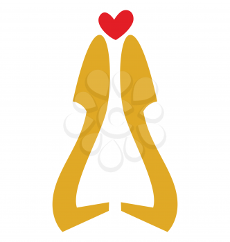 Royalty Free Clipart Image of Two High Heels With a Heart Above Them
