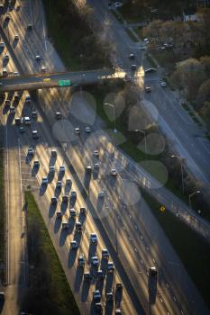 Royalty Free Photo of an Aerial View of Traffic on Dan Ryan Expressway in Chicago, Illinois