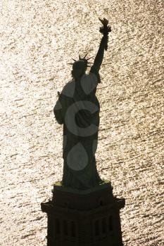 Royalty Free Photo of an Aerial View of the Statue of Liberty