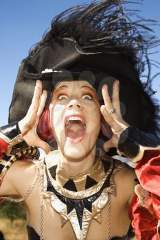 Royalty Free Photo of Close-up of a Young Female Dressed in a Pirate Costume