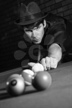 Royalty Free Photo of a Male Shooting Pool
