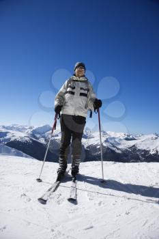 Royalty Free Photo of a Senior Male Skier on the Slopes