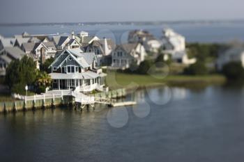 Royalty Free Photo of an Aerial View of a Coastal Community on Bald Head Island, North Carolina