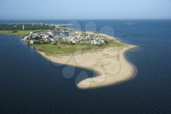 Royalty Free Photo of an Aerial View of Beach and Residential Community on Bald Head Island, North Carolina