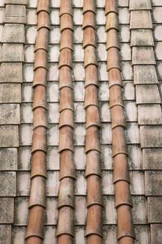 Royalty Free Photo of Rooftop Shingles in Rome, Italy