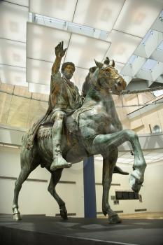 Royalty Free Photo of a Marcus Aurelius on a Horse Statue in Capitoline Museum, Rome, Italy