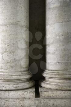 Royalty Free Photo of a Close-up of Two Columns at the Roman Forum in Rome, Italy