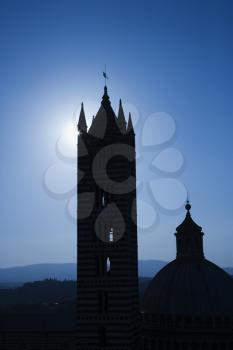 Silhouette of Cathedral of Siena, Italy.