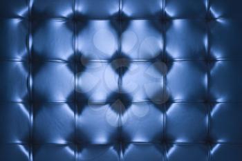 Royalty Free Photo of a Close-Up of a Blue Leather Cushion