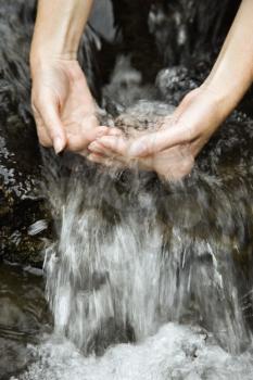 Royalty Free Photo of Female Hands Washing in Pure Clean Fresh Water