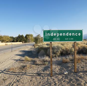 Royalty Free Photo of a Sign For a Town Named Independence