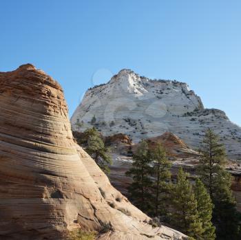 Royalty Free Photo of Two Rock Formations in Zion National Park, Utah