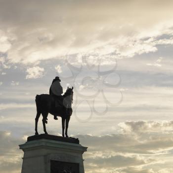 Royalty Free Photo of an Equestrian Statue Silhouette in Washington, DC, USA