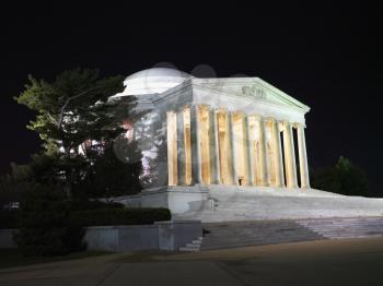 Royalty Free Photo of Jefferson Memorial at Night in Washington, DC, USA