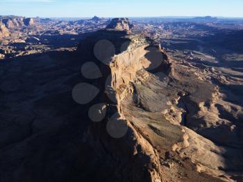 Royalty Free Photo of an Aerial View of Southwest Desert With Cliffs and Rock Formations