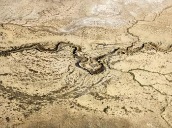 Royalty Free Photo of an Aerial of an Arizona Desert Landscape With a Dried Riverbed