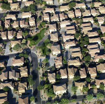 Royalty Free Photo of an Aerial of a Suburban Neighborhood on the Outskirts of Phoenix, Arizona
