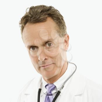 Royalty Free Photo of a Male Doctor With a Stethoscope Around His Neck