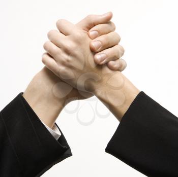 Royalty Free Photo of Close-up of Hands a Man and a Woman Arm Wrestling
