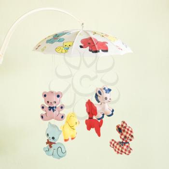 Royalty Free Photo of a Vintage Baby Mobile With Animals 