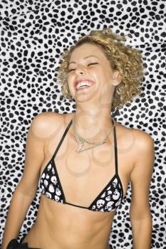 Royalty Free Photo of a Woman in a Bra Laughing