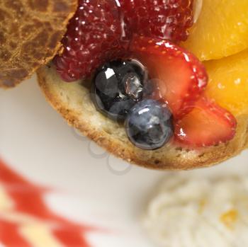 Royalty Free Photo of a Close-up of Fresh Fruit Stuffed Brioche