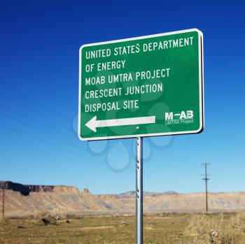 Sign pointing to Disposal site in Utah, USA.