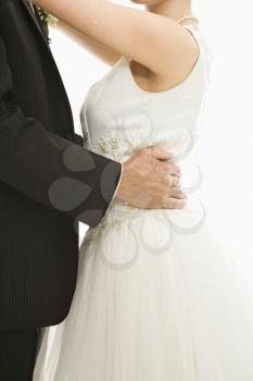 Royalty Free Photo of Close-up of a Bride and Groom Dancing