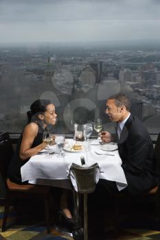 Royalty Free Photo of a Couple Having Dinner at the Tower of the Americas in San Antonio, Texas