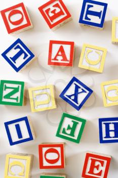 Royalty Free Photo of Alphabet Building Block Toys Scattered 
