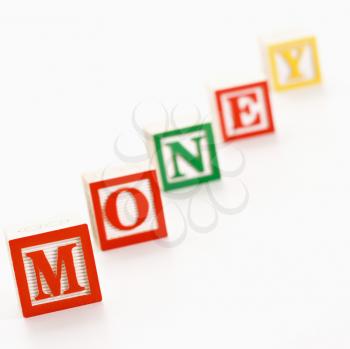 Royalty Free Photo of Alphabet Toy Building Blocks Spelling The Word Money