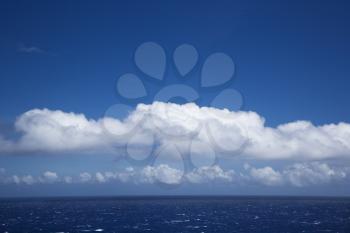 Royalty Free Photo of the Pacific Ocean With White Puffy Clouds