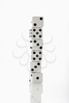 Royalty Free Photo of a Stack of White Dice