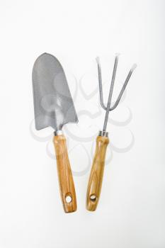 Hand held spade and gardening fork.