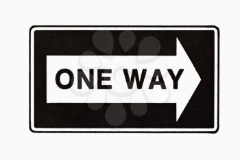One way road sign sign on white background.