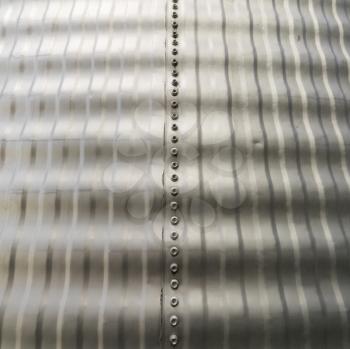Royalty Free Photo of a Close-Up View of a Metal Silo Siding Texture