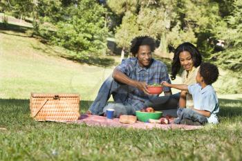 Royalty Free Photo of a Family Having a Picnic in the Park