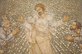 Mosaic of Christ and His disciples in St Peter's Basilica. Horizontal shot.