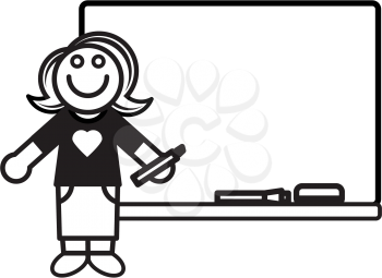 Royalty Free Clipart Image of a
Teacher and a Whiteboard