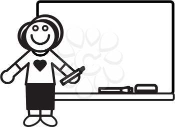 Royalty Free Clipart Image of a Teacher and a Whiteboard