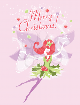 Royalty Free Clipart Image of a
Sugar Plum Fairy Christmas Card