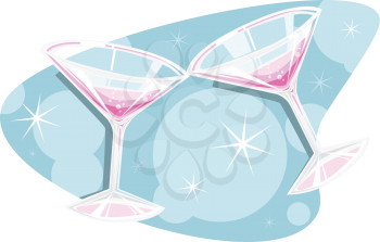 Royalty Free Clipart Image of Two Martini Glasses
