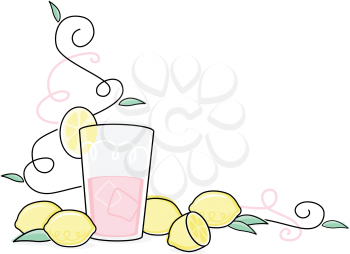 Royalty Free Clipart Image of a Pink Lemonade Background