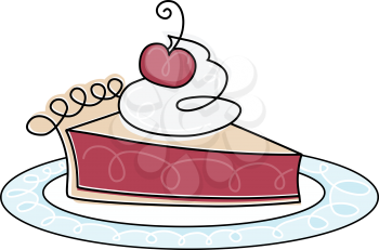 Royalty Free Clipart Image of a Piece of Cherry Pie